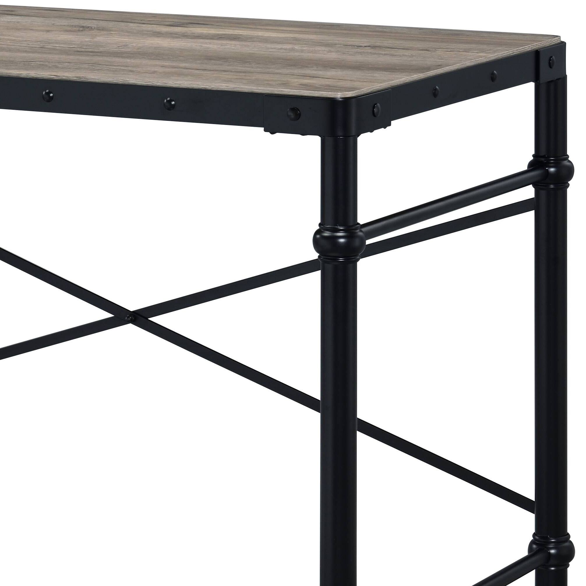 Angle. TinyHomie - Oklarth Rustic Oak and Black Finish Writing Desk - Black and Oak.