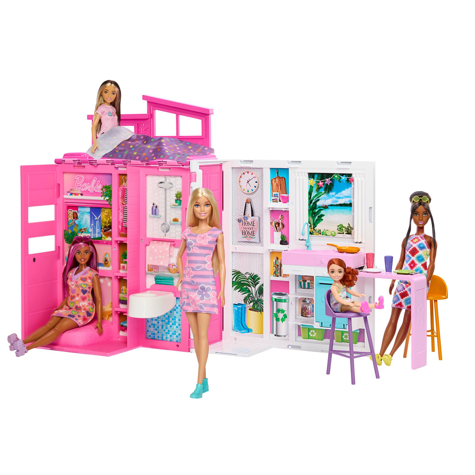 Barbie - Getaway House Playset with 11.5" Doll - Pink/White