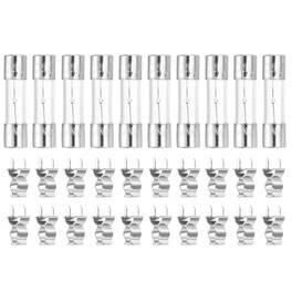 Unique Bargains - Glass Tube Fuses, 5x20mm 4A 250V Slow Fast Blow Glass Cartridge Tube Fuse with 20pcs Safety Clip 10pcs