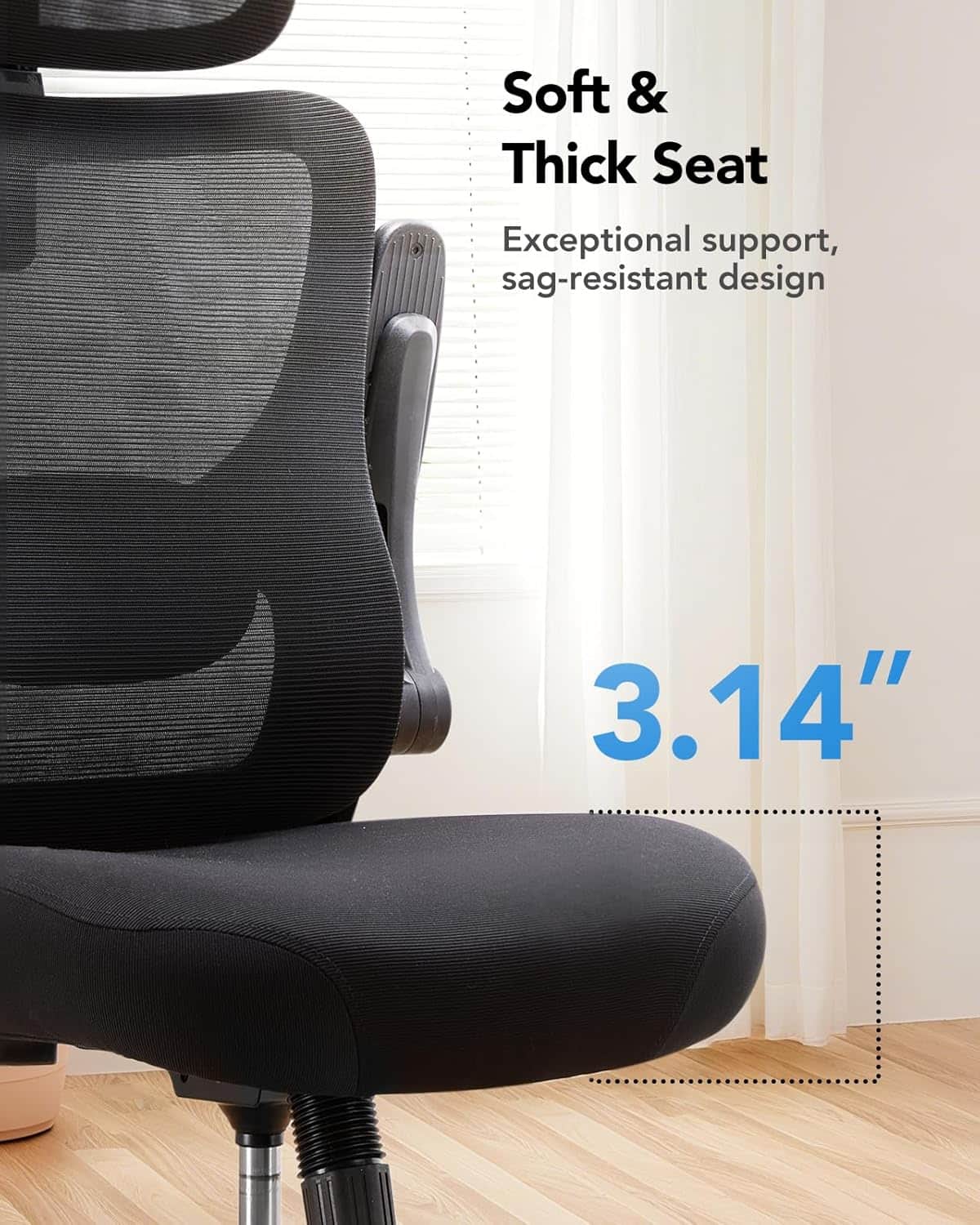 HUANUO Ergonomic Office Chair, High Mesh Back, Cushion Seat