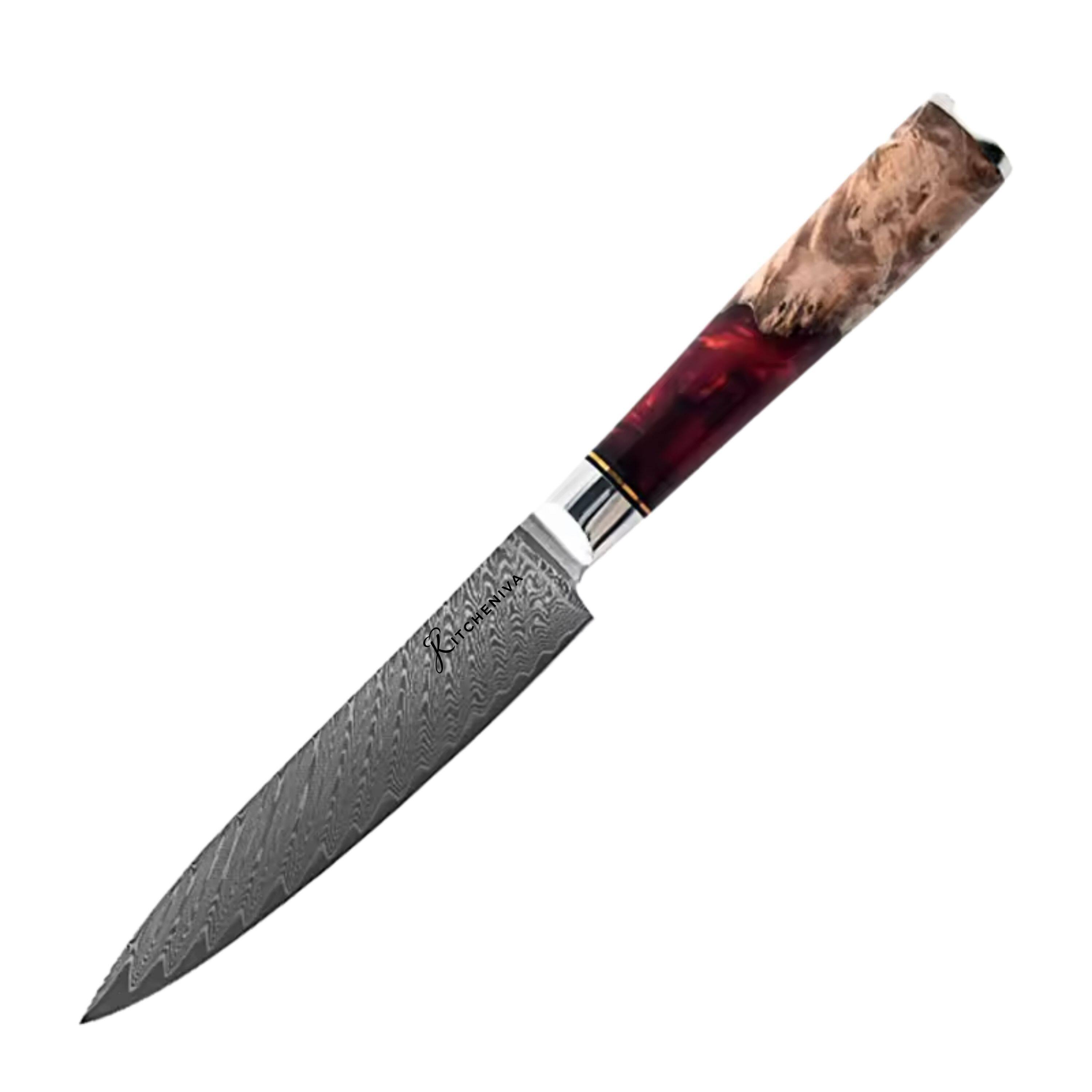 Alt View 3. Kitcheniva - 6-Piece VG10 Core 67 Layer Damascus Steel Japanese Style Knife Set with Wood Resin Handle.