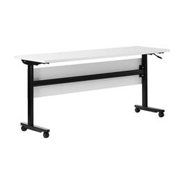 Emma + Oliver - Hahn Heavy-Duty Flip Top Training Table with Nesting Design, Privacy Panel, T-Legs, Tabletop, Metal Frame - White Top/Black Frame