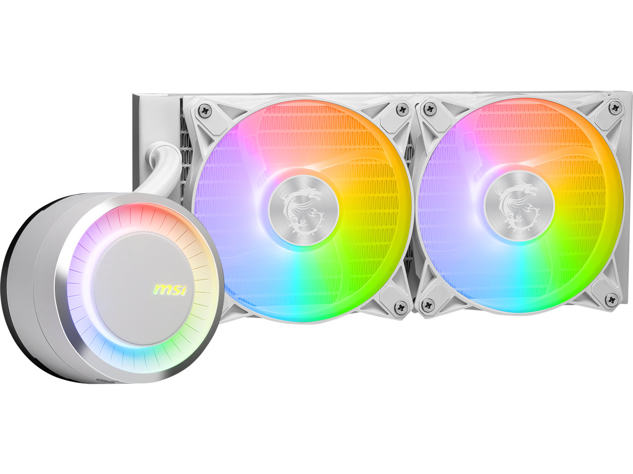 Alt View 3. MSI - MSI MAG CoreLiquid E240 White - 240mm AIO Liquid Cooler with Dual ARGB Fans, Rotating Cap, LGA 1851/1700, AM5 - White.