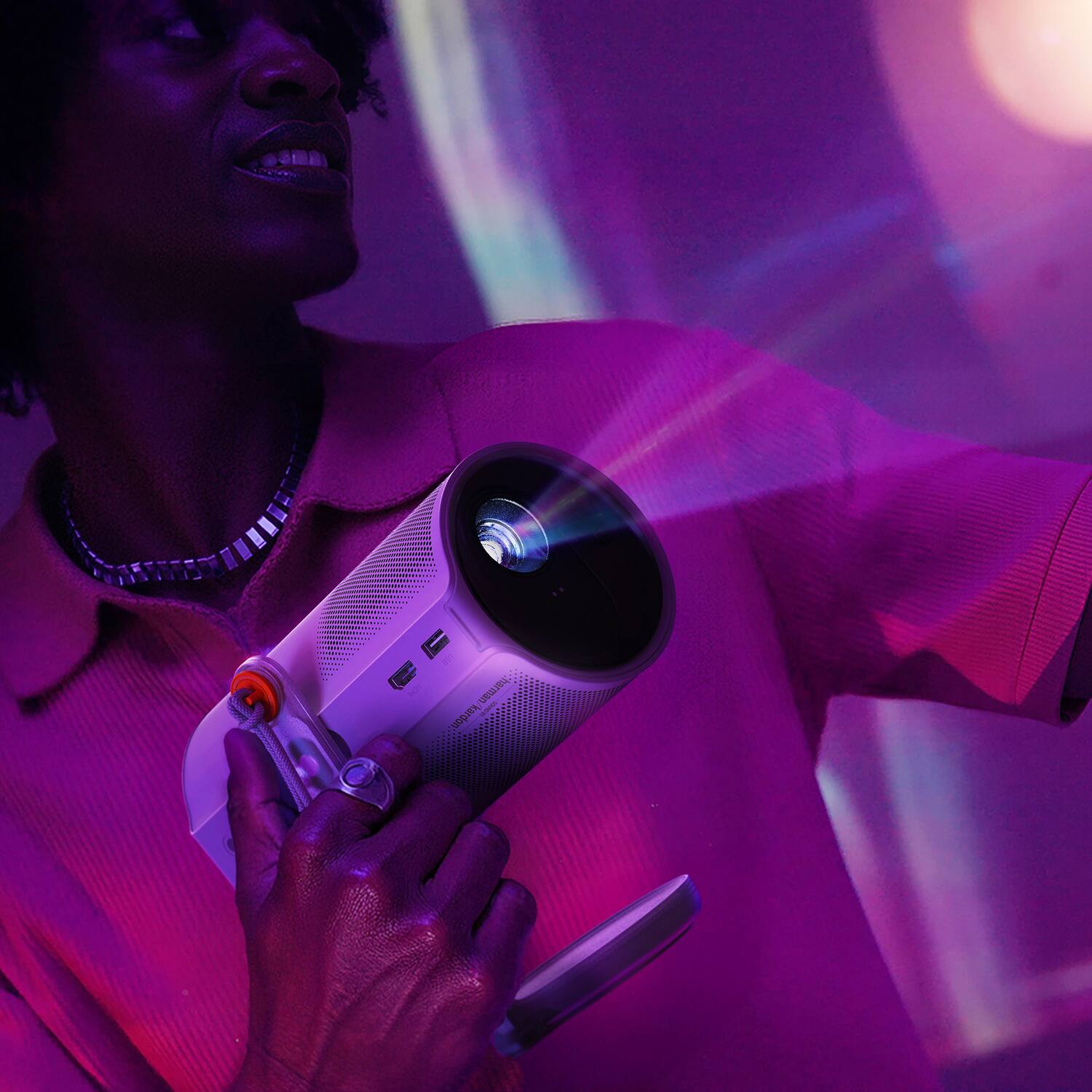 Alt View 2. XGIMI - MoGo 4 1080p 450-ISO-Lumen LED Portable Projector with Filter, Speakers, Ambient Light, Google TV - Silver.