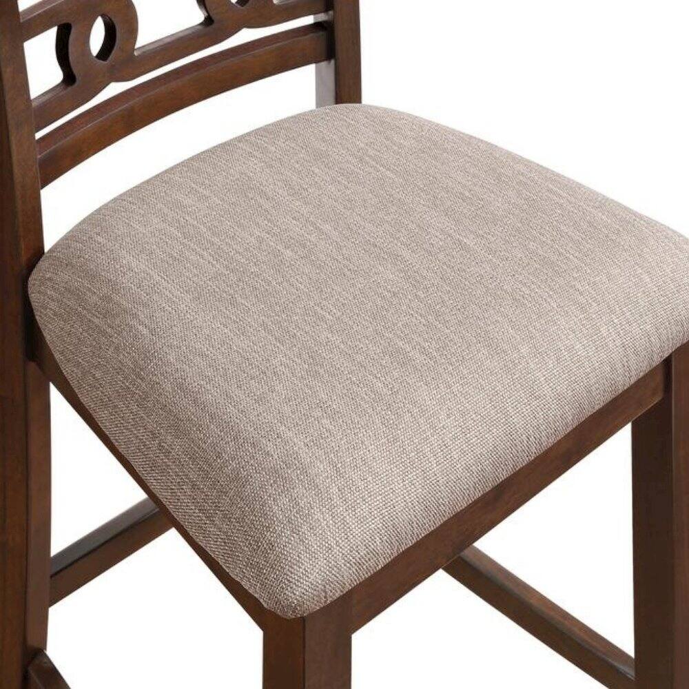 Alt View 4. FurniFact - Solid Wood Counter Chairs Set of 2 Cherry Brown - Cherry.
