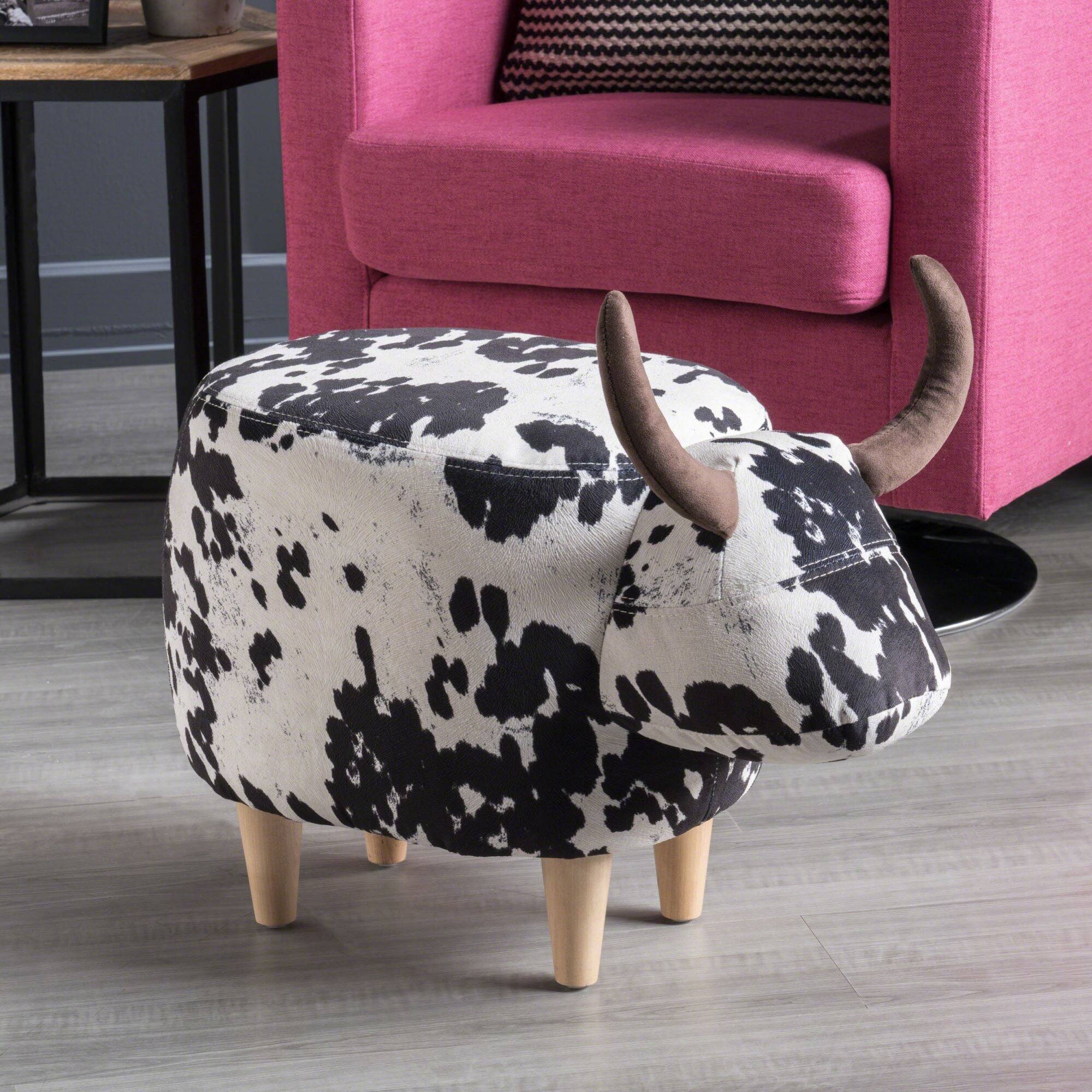 Alt View 8. Boyel Living - Modern Accent Stool Home Decor Black and White Cow-Shaped Ottoman for Living Room. Bedroom. Porch - Black and White.