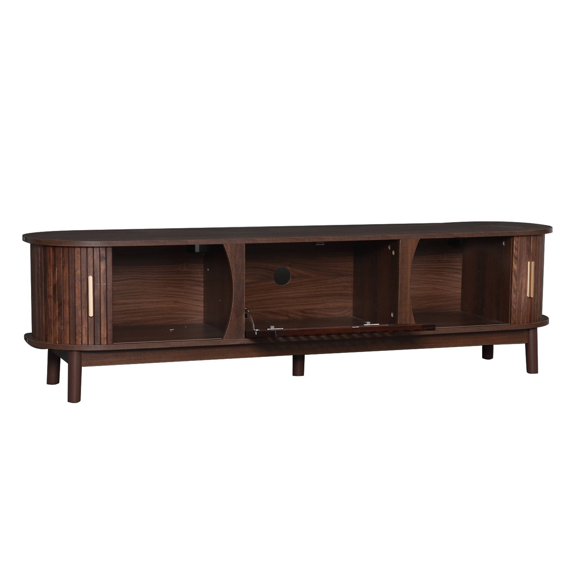 Alt View 6. Spaco - Spaco Modern Farmhouse TV Stand for 75" TVs, Entertainment Center with Storage Cabinet, TV Console Table for Living Room - Dark Brown.
