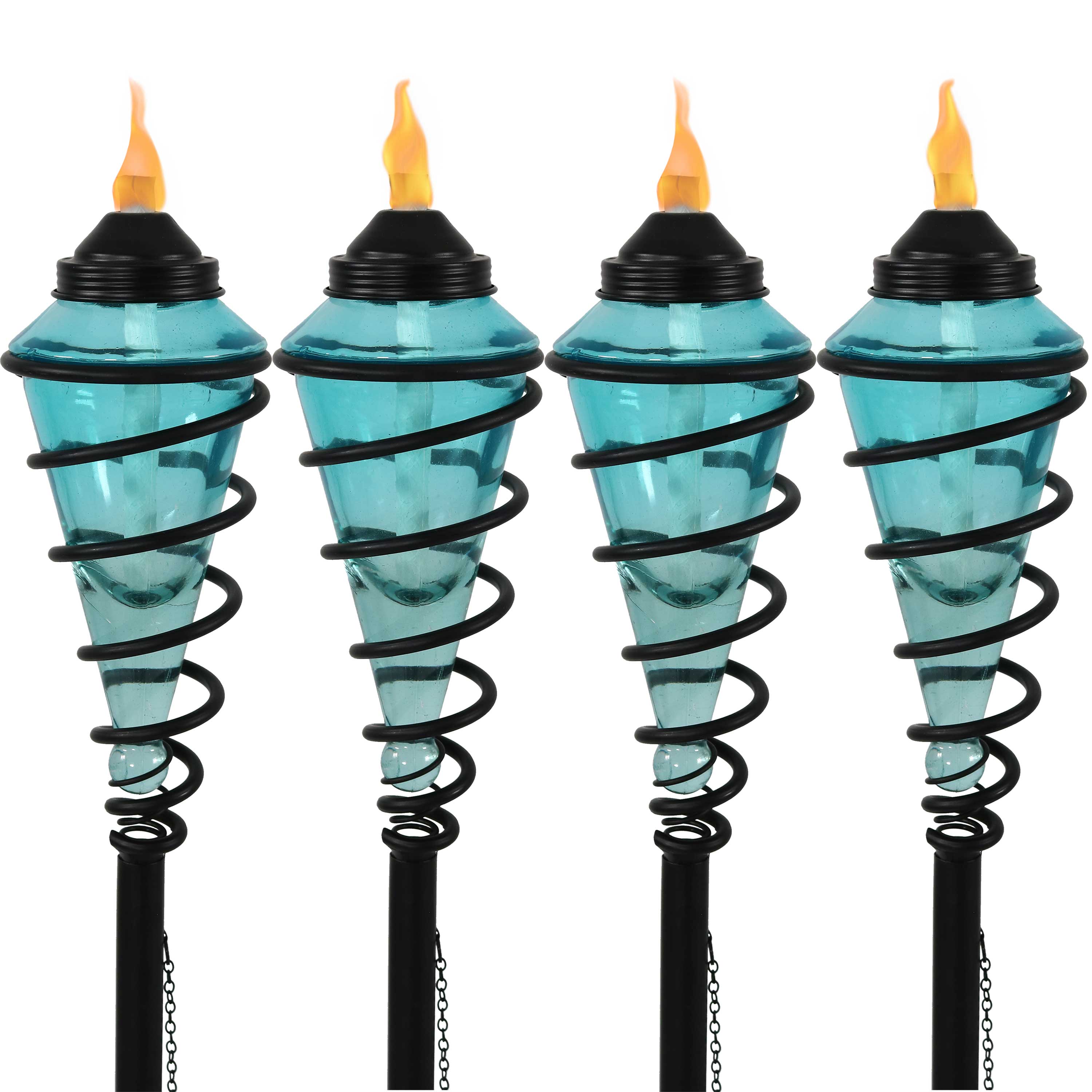Sunnydaze - Swirled Metal/Glass 2-in-1 Outdoor Lawn Torch - Set of 4 - Blue price history on PriceWatchPro
