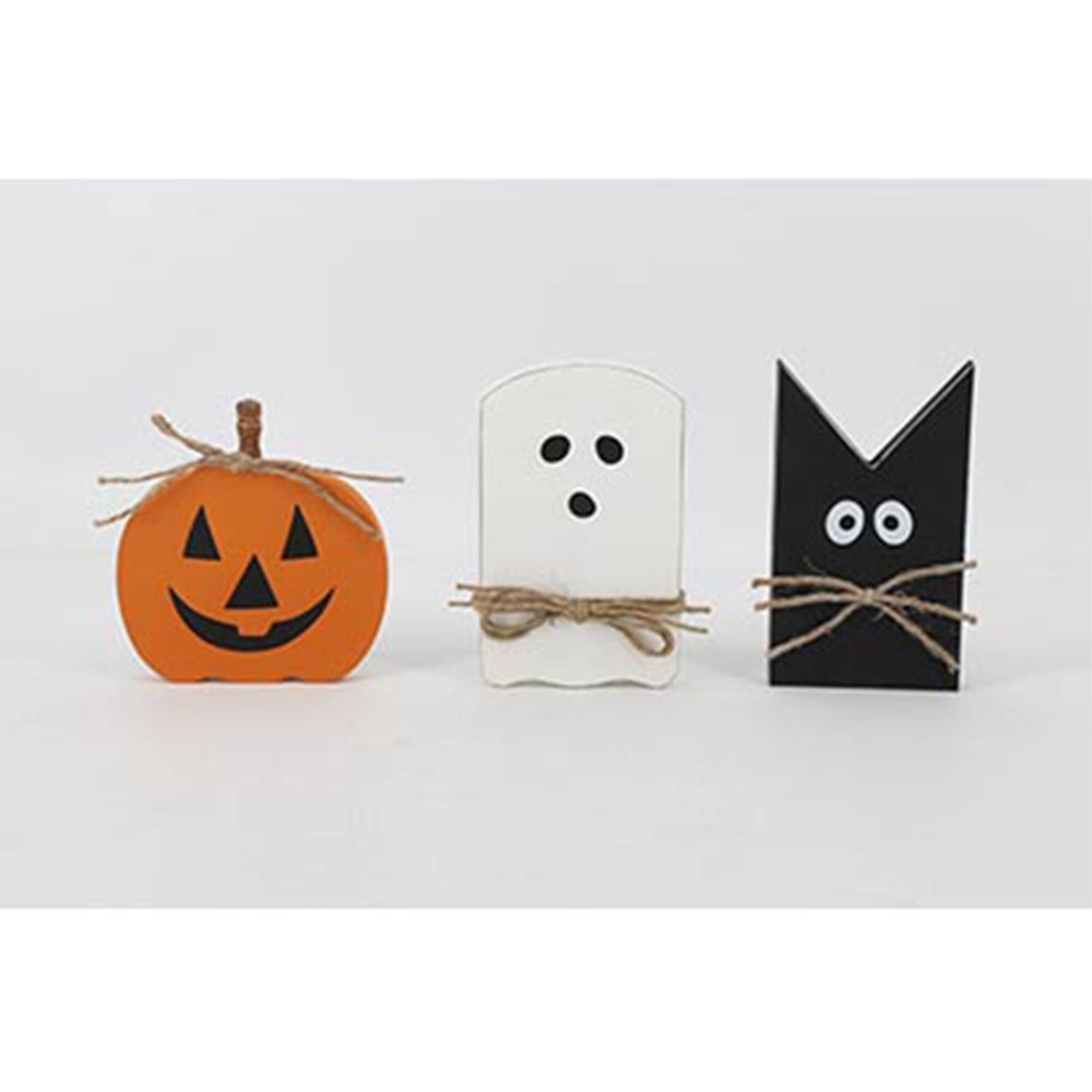 Alt View 2. Boyel Living - 3 Piece Halloween Table Decor Set - Pumpkin Ghost and Bat Design for Mantle or Dining Room - Black,Orange,White.