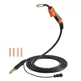 VEVOR - 150A MIG Welding Gun with 15FT Cable, Replacement for Miller M-15/M-150 (249041) - with 5PCS Mig Welding Contact Tips - Black + Orange