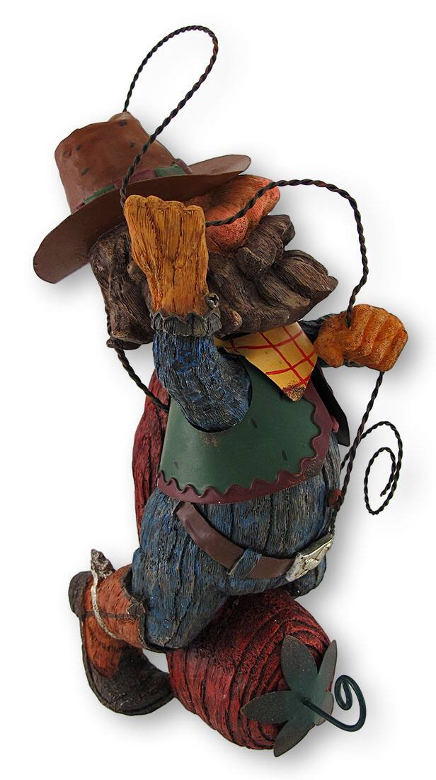 Alt View 1. Zeckos - Whimsical Cowboy Riding Chili Pepper Twirling Lasso Statue - Brown.