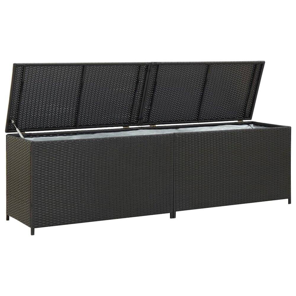 Angle. vidaXL - vidaXL Storage Chest Black Poly Rattan, Powder-Coated Steel Large - Black.