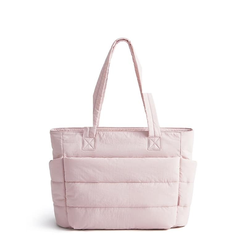 Bagsmart - Puffer 20L Large Tote, Water-Resistant Tote with 15.6" Laptop Compartment for Commute & Travel - Pink