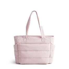 Bagsmart - Puffer 20L Large Tote, Water-Resistant Tote with 15.6" Laptop Compartment for Commute & Travel - Pink