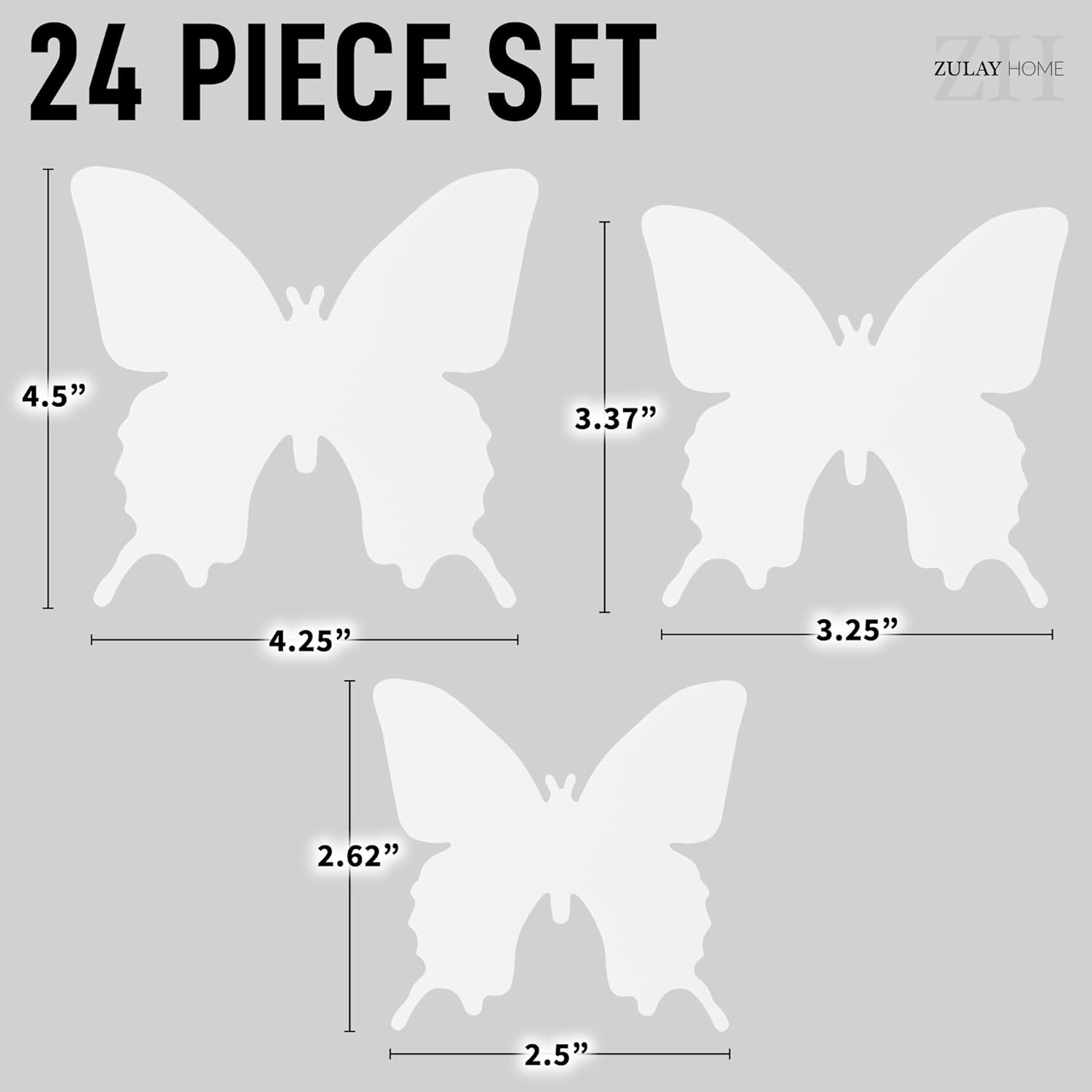 24 PIECE SET, ZULAY HOME, 4.5", 3.37", 4.25", 3.25", 2.62", 2.5"