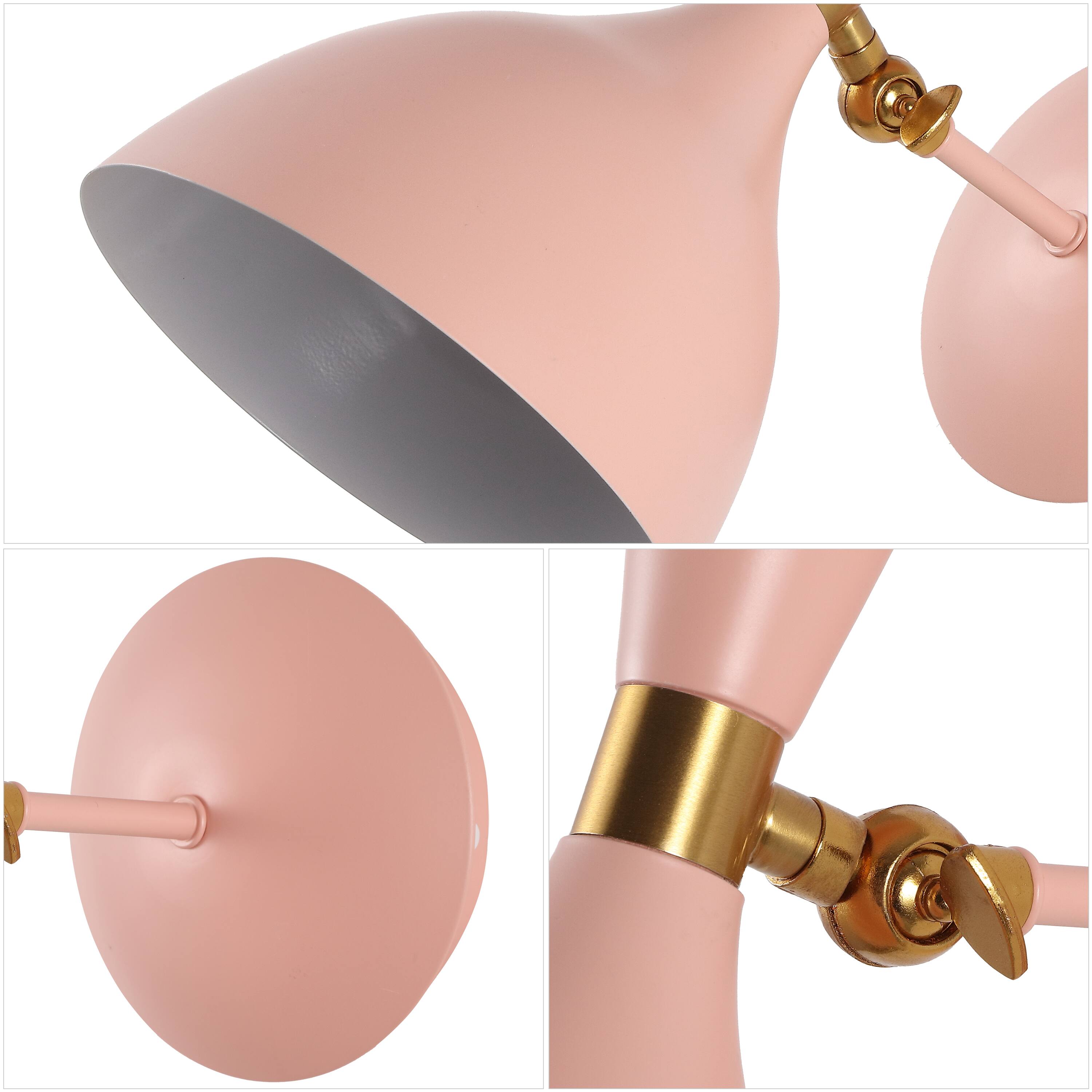 Alt View 6. Jonathan Y - Josef 10" Adjustable Iron Retro LED Wall Sconce, Pink - Pink/Brass Gold.