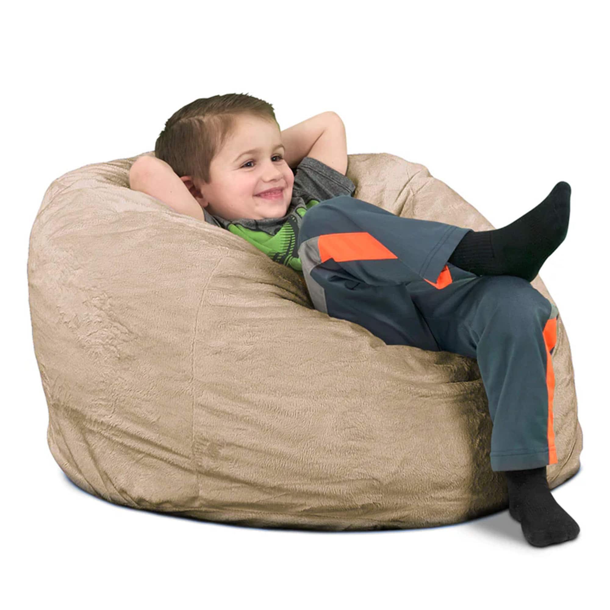 Ultimate Sack - Kids Bean Bag Chair, Oversized Indoor Comfy Lounger, Suede - Camel