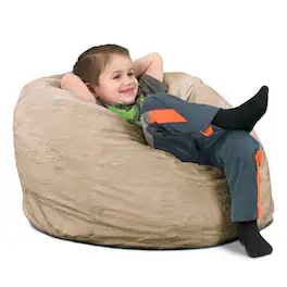 Ultimate Sack - Kids Bean Bag Chair, Oversized Indoor Comfy Lounger, Suede - Camel