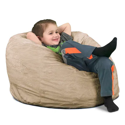 Front. Ultimate Sack - Ultimate Sack Kids Bean Bag Chair, Oversized Indoor Comfy Lounger, Camel Suede - Camel.