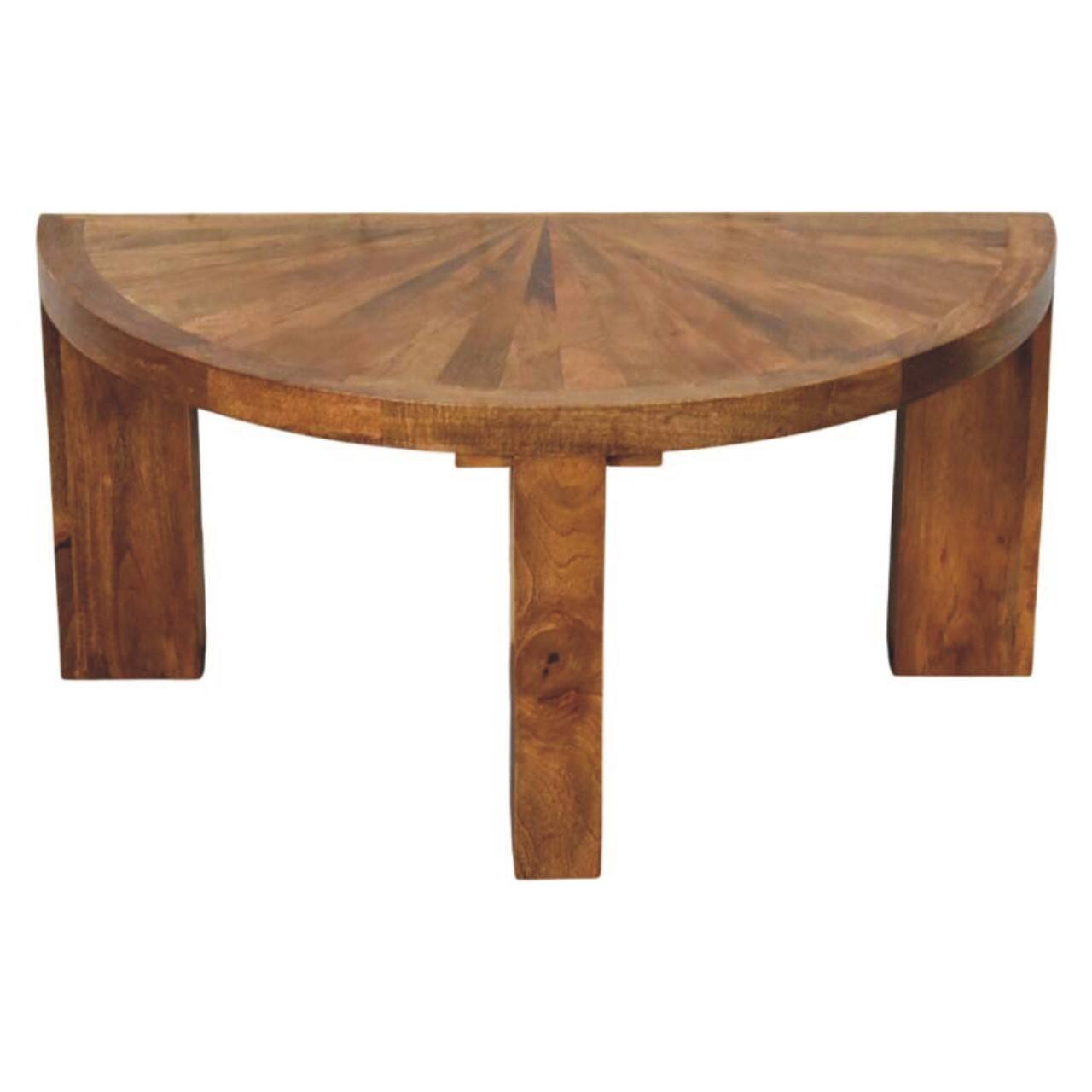Alt View 1. Artisan Furniture - Artisan Furniture Solid Wood Amber Oak Half Moon Coffee Table, Brown - Beige.