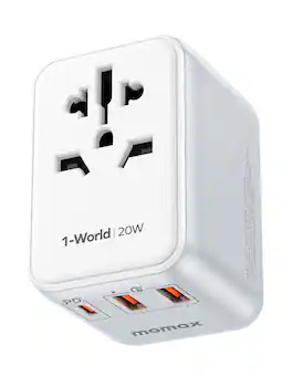 Momax - 1-World 3-Port Travel Charger 20W - White