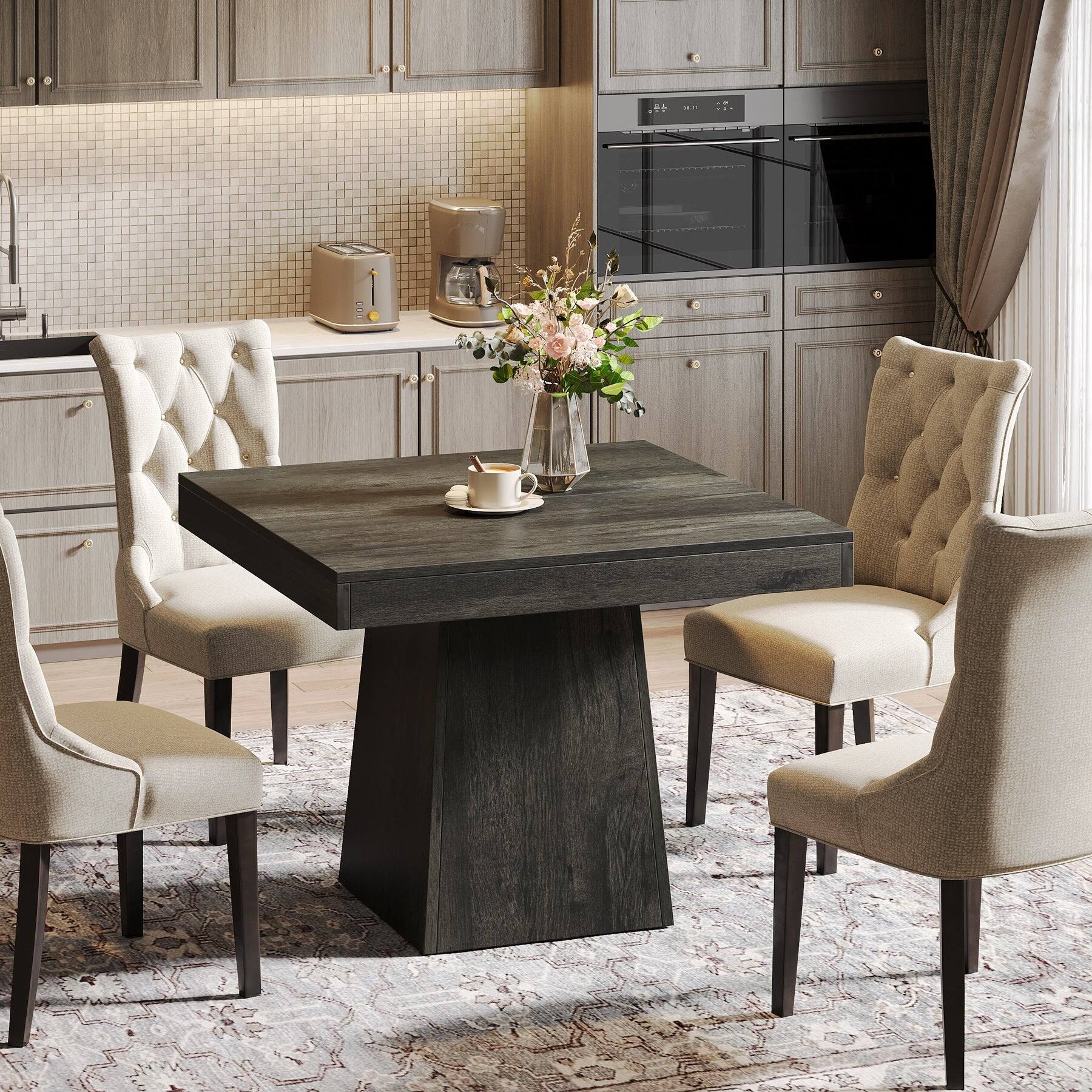 Tribesigns Farmhouse Dining Table with Engineered Wood Construction ...
