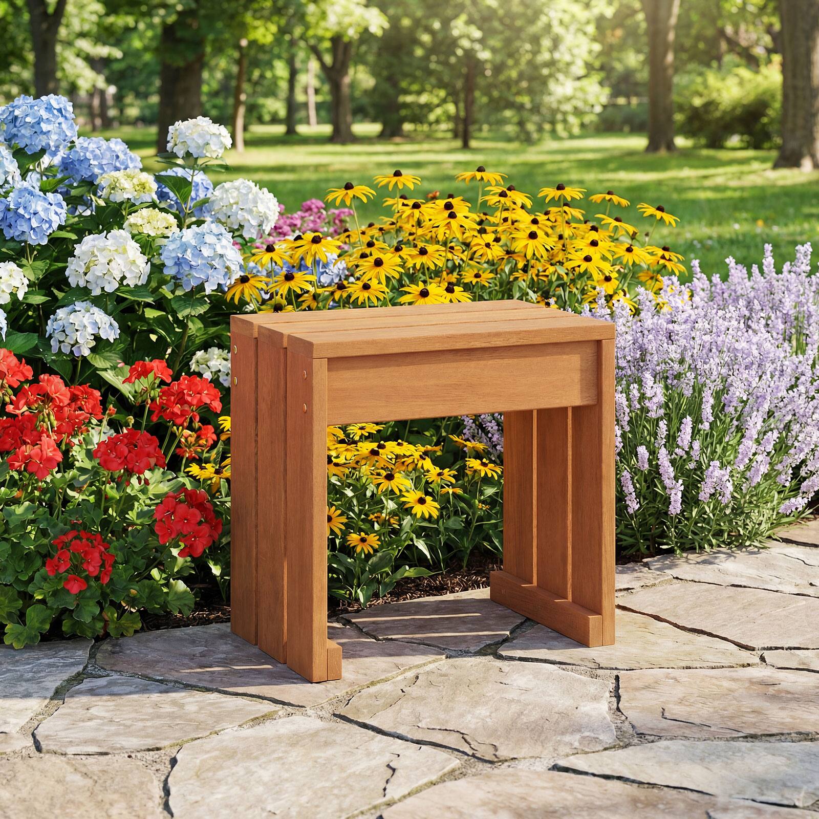 Alt View 1. Costway - Costway 1 PCS Outdoor Garden Bench, Single Person Patio Backless Bench with 242 LBS Weight - Beige.