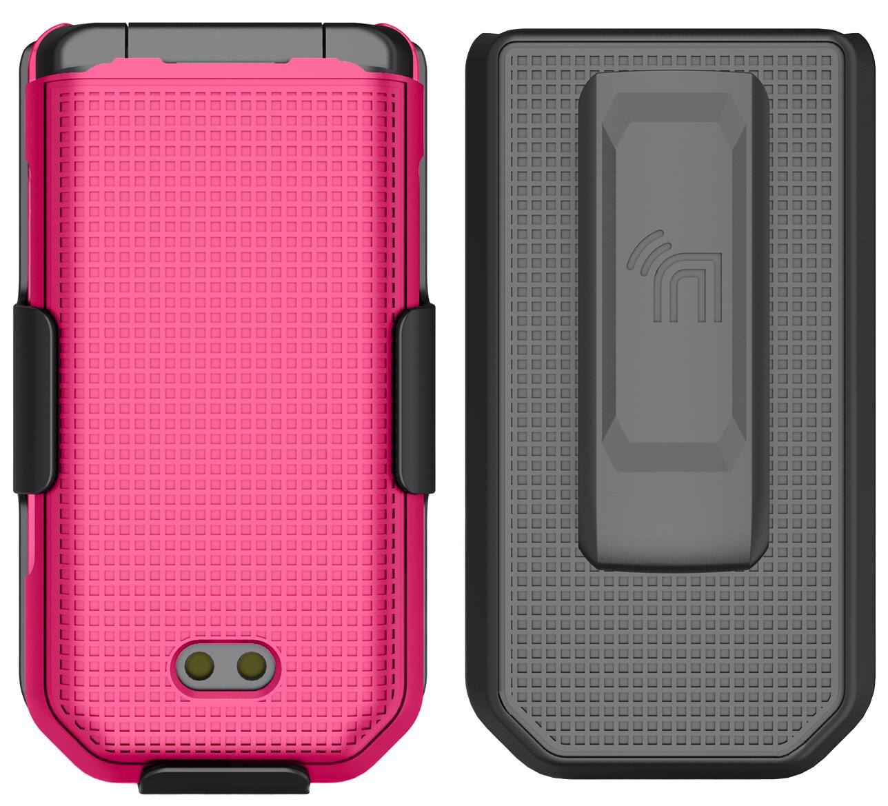 Alt View 3. Nakedcellphone - Case and Belt Clip Holster for CAT S22 Flip Phone - Pink.
