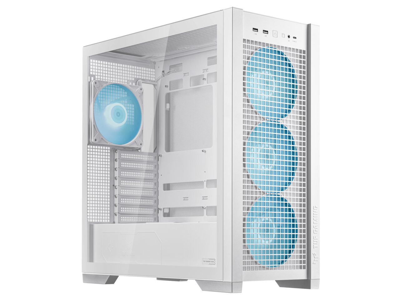 ASUS - TUF Gaming GT302 ARGB White ATX Mid-Tower Case, 4x 140mm ARGB Fans, Interchangeable Side Panel - White