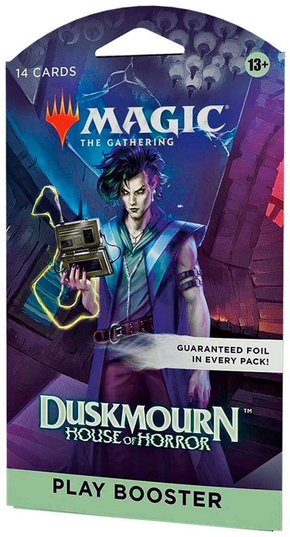 14 cards, Magic The Gathering, guaranteed foil in every pack. Duskmaw House of Horror, play booster.