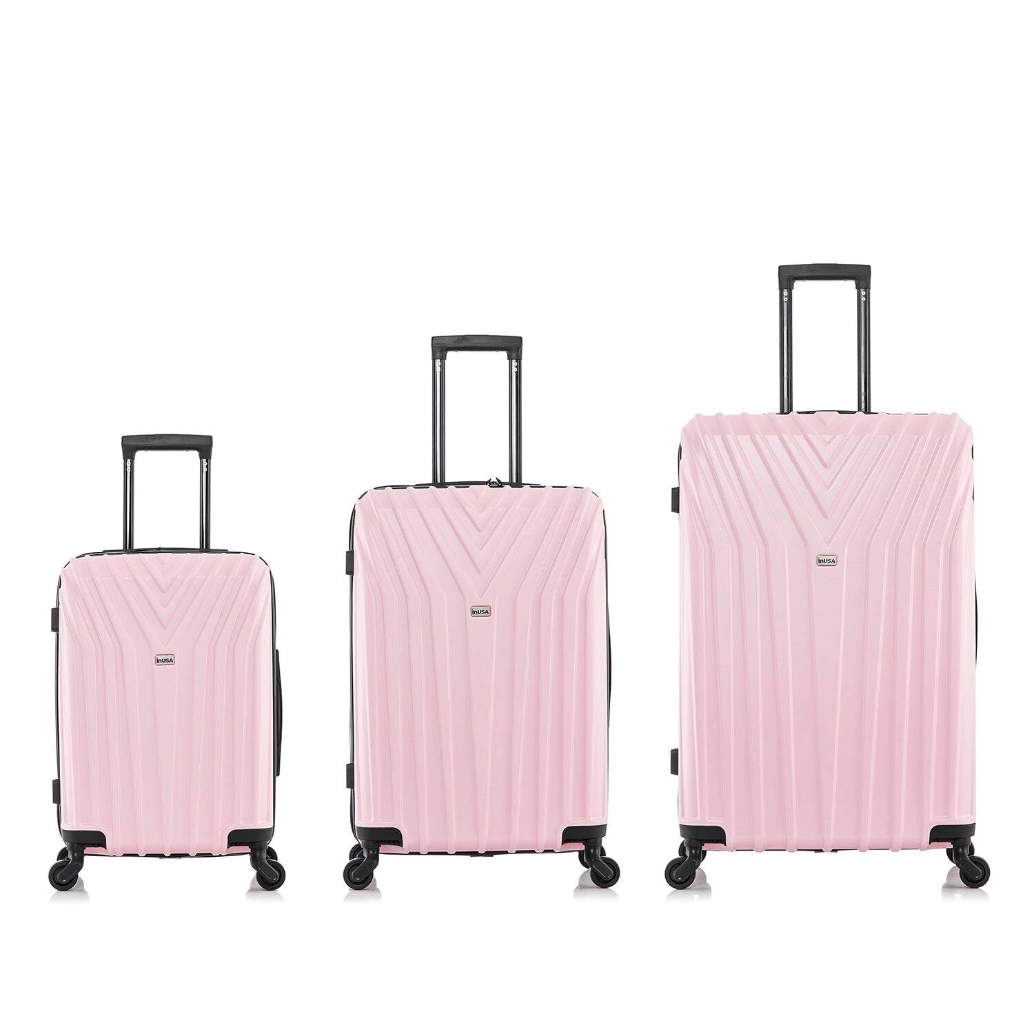 Angle. InUSA - Vasty Lightweight Hardside Spinner 3 Piece Luggage Set  20"/24"/28" - PINK.