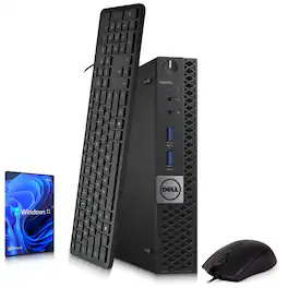 Dell - Refurbished Excellent - OptiPlex Tiny Computer Desktop PC | Intel i5-6th Gen 2.5GHz | 8GB RAM | 128GB SSD | KB & Mouse | Wi-Fi | Win11 - Black