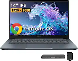 ASUS - CX14 14" FHD Chromebook Laptop,Intel Celeron N50,4GB RAM,64GB eMMC+160GB Dock Set,Camera,WiFi 6,Chrome OS - Gray