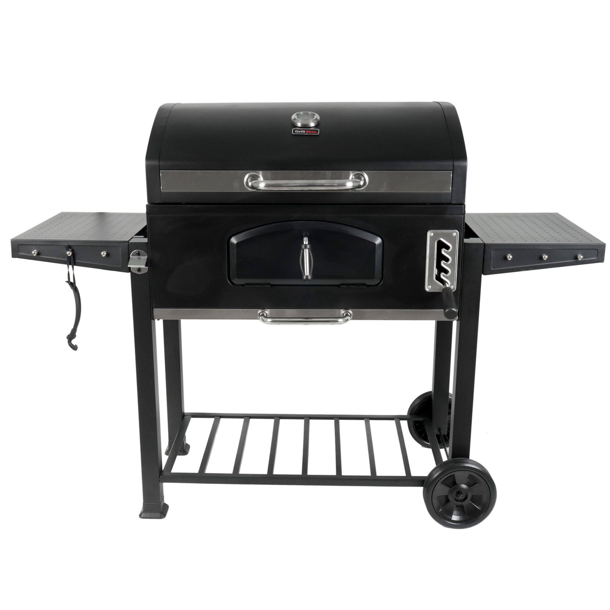 Alt View 5. Grill Boss - Grill Boss 32 Inch Charcoal BBQ Grill, Side Shelves, Built In Thermometer, Black - Black.