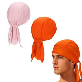 Unique Bargains - Cooling Do Rags, Sweat Wicking Skull Caps, Breathable Motorcycle Head Wrap, 2pcs - For M/W, Cycling/Running/Hiking - Pink/Orange