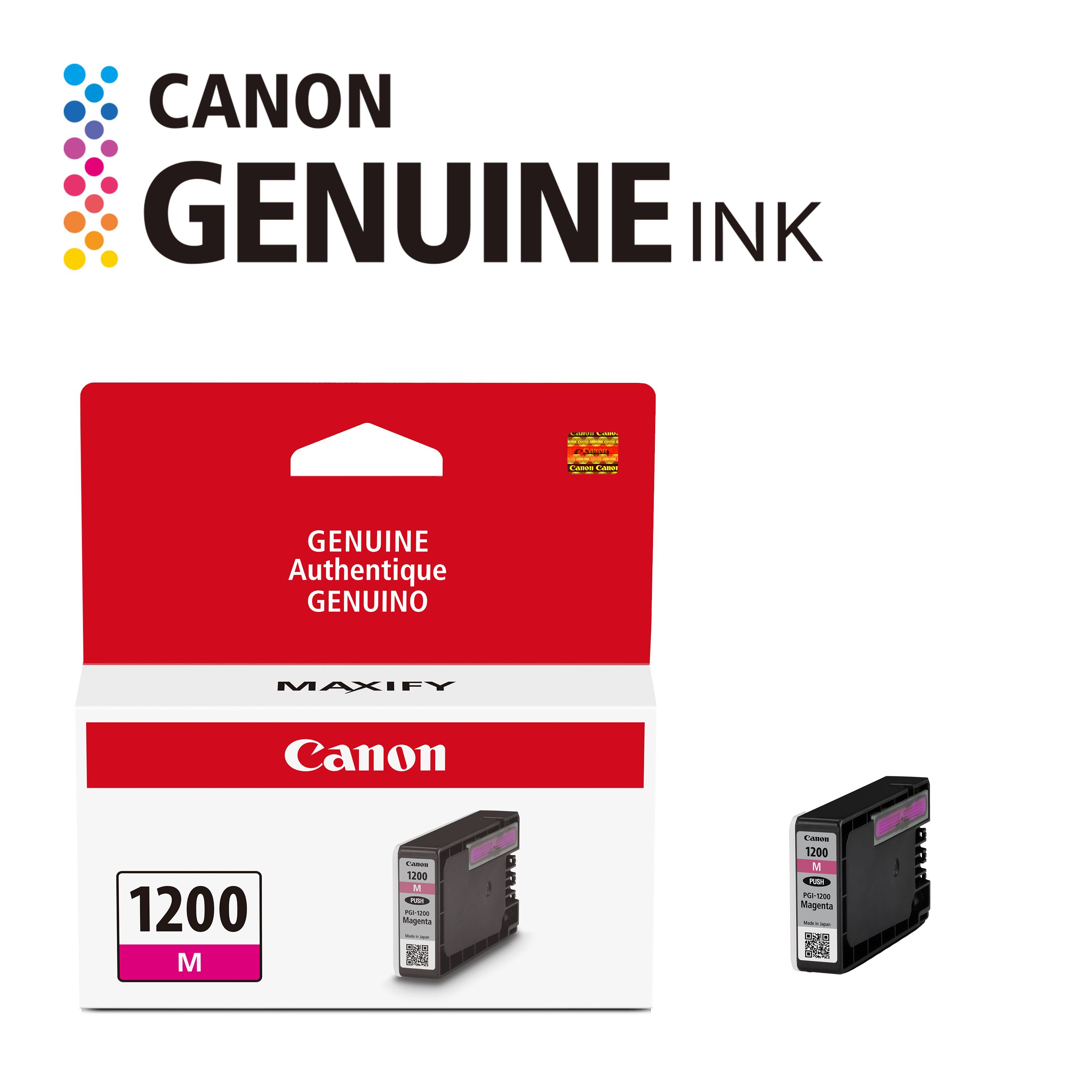 CANON GENUINE INK

GENUINE Authentique GENUINO

MAXIFY

Canon 1200 M - 1200 M A

Megonta - ED

4 C

1200 M

Magenta