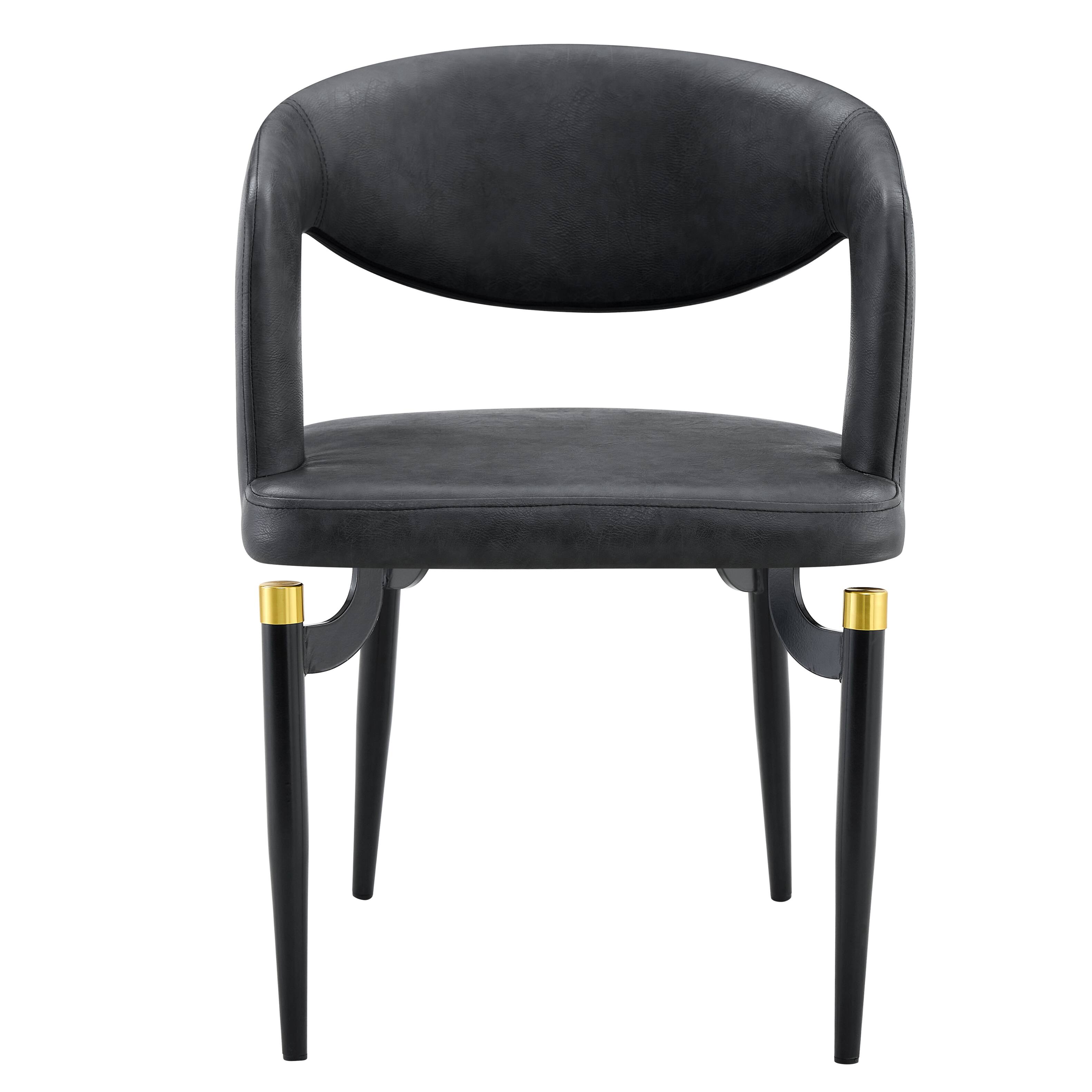 Alt View 3. LeisureMod - Entice 2-PCS Modern Faux Leather Dining Chair, Curved Open Back Accent Side Chair - Charcoal Black.
