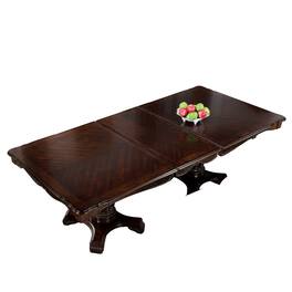 Manhattan Lane - Zenie Dining Table, Extension Leaf, 77-95 Inch, Solid Wood - Cherry Brown