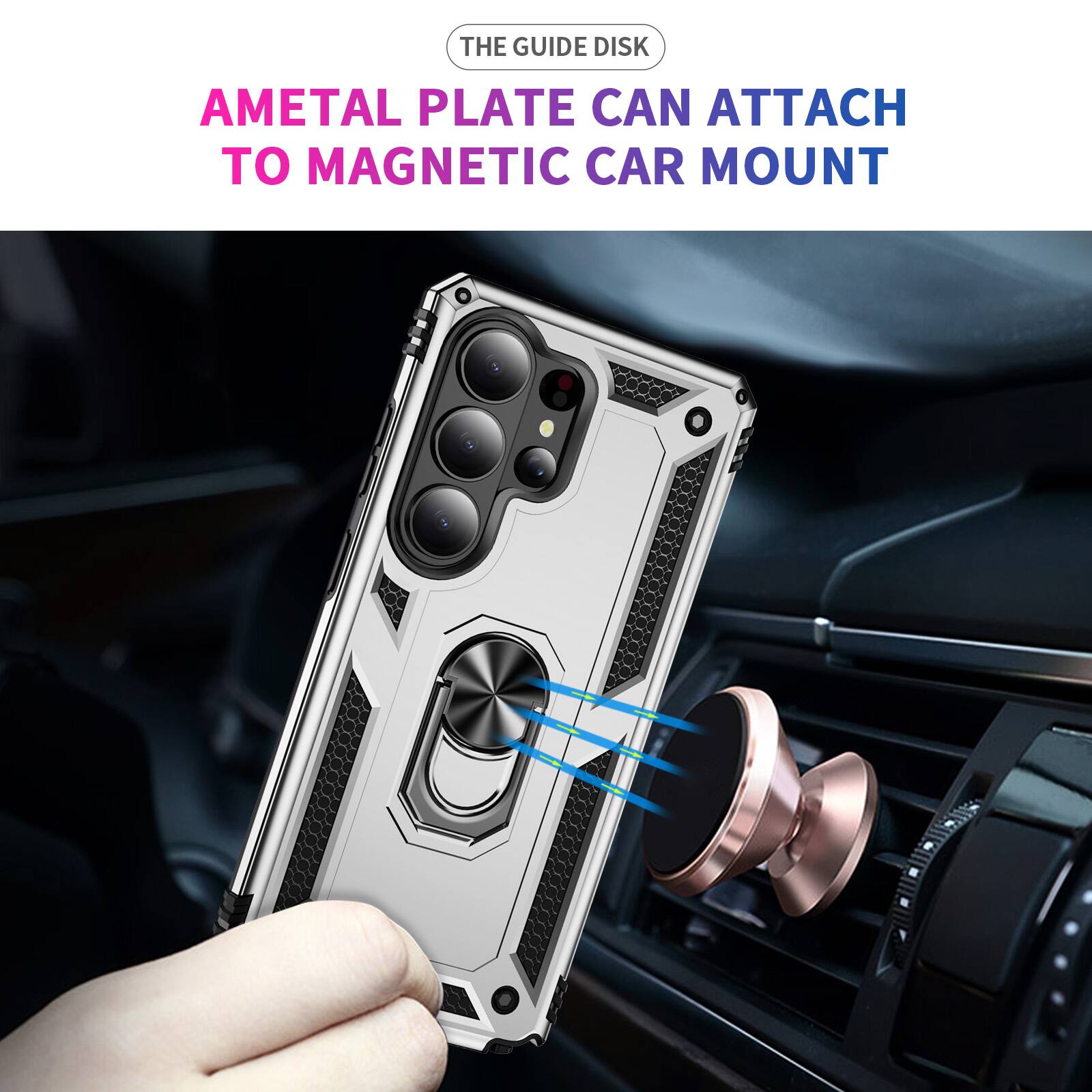 THE GUIDE DISK  
AMETAL PLATE CAN ATTACH TO MAGNETIC CAR MOUNT