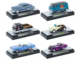 "Auto Meets" Set of 6 Cars IN DISPLAY CASES Release 92 Limited Edition 1/64 Diecast Model Cars by M2 Machines - Multicolor