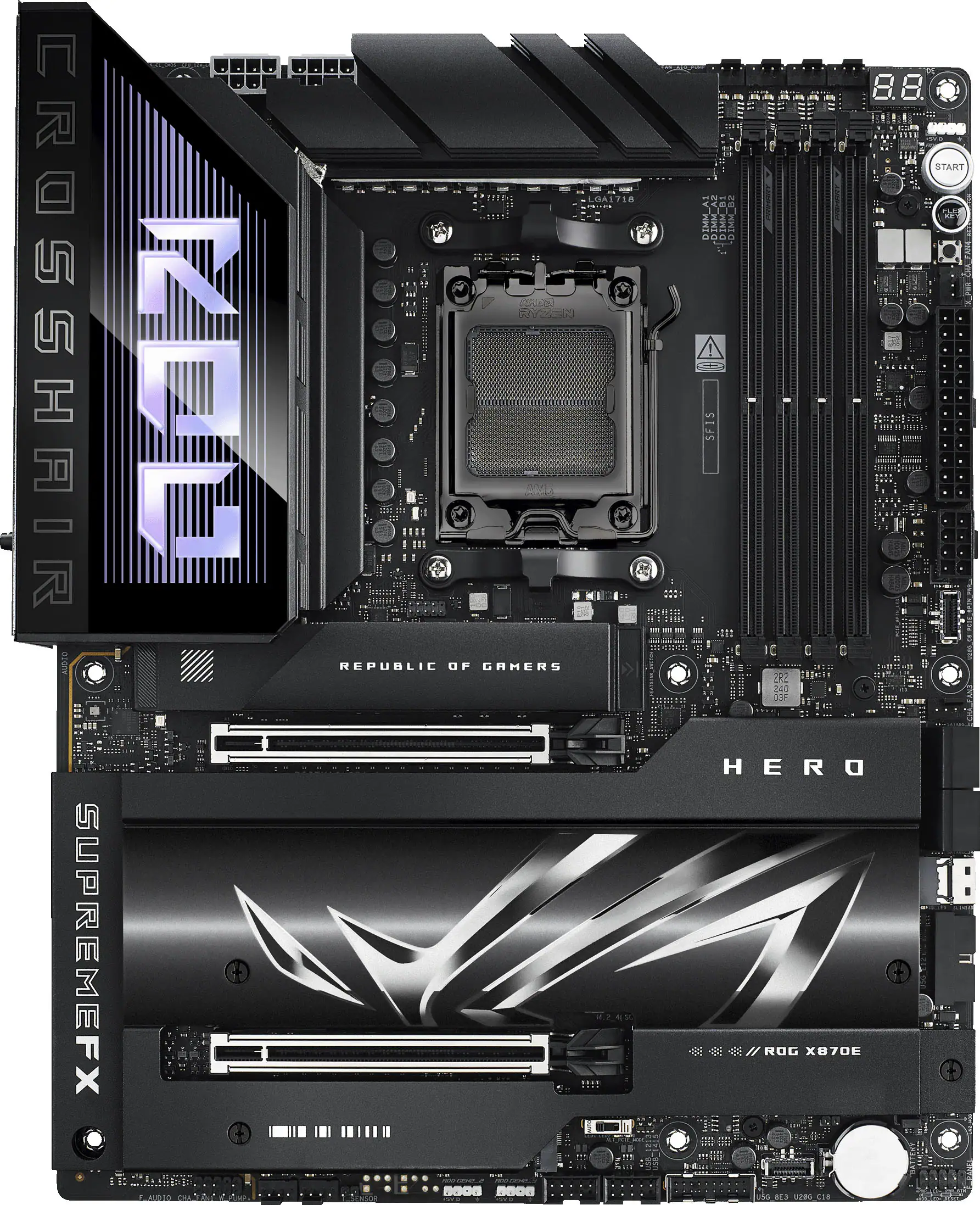 CROSSHAIR : FX SUPREMEFX f A VEN REPUBLIC OF GAHERS BOOG 5000 SFIS HERO ROG X870E 18 START 2 iE A