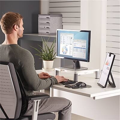 Alt View 3. Fellowes - Standard Adjustable Monitor Riser, Up to 17" Monitor, Platinum - Platinum.