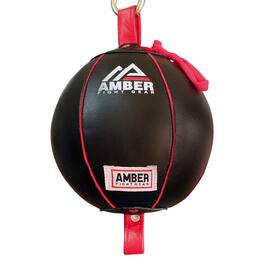 Amber Sporting Goods - Amber Fight Gear Double End Speed Bag, Leather Boxing MMA Muay Thai Training with Bungee Cords, Large - Black