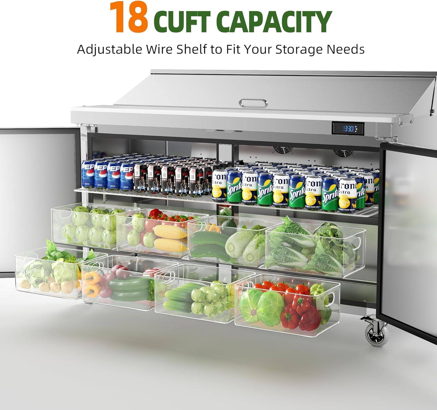 18 CUFT CAPACITY Adjustable Wire Shelf to Fit Your Storage Needs

13:30

EP EP EP EP

on on

ira con ron

ra ron

Spritt tra - rl

Sprit tra

Spritt Sprit

XXtra

rle