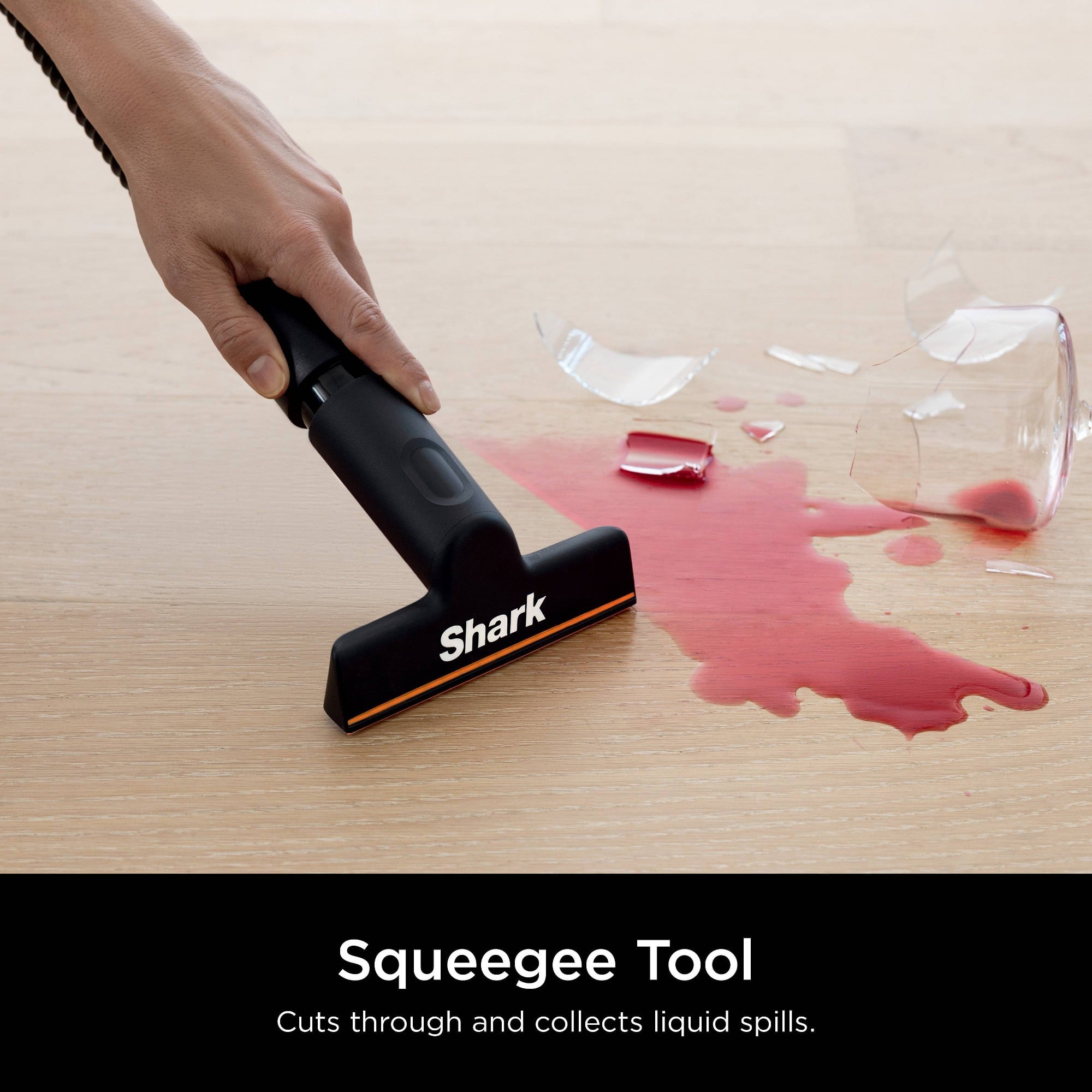 Shark Squeegee Tool: Cuts through and collects liquid spills.