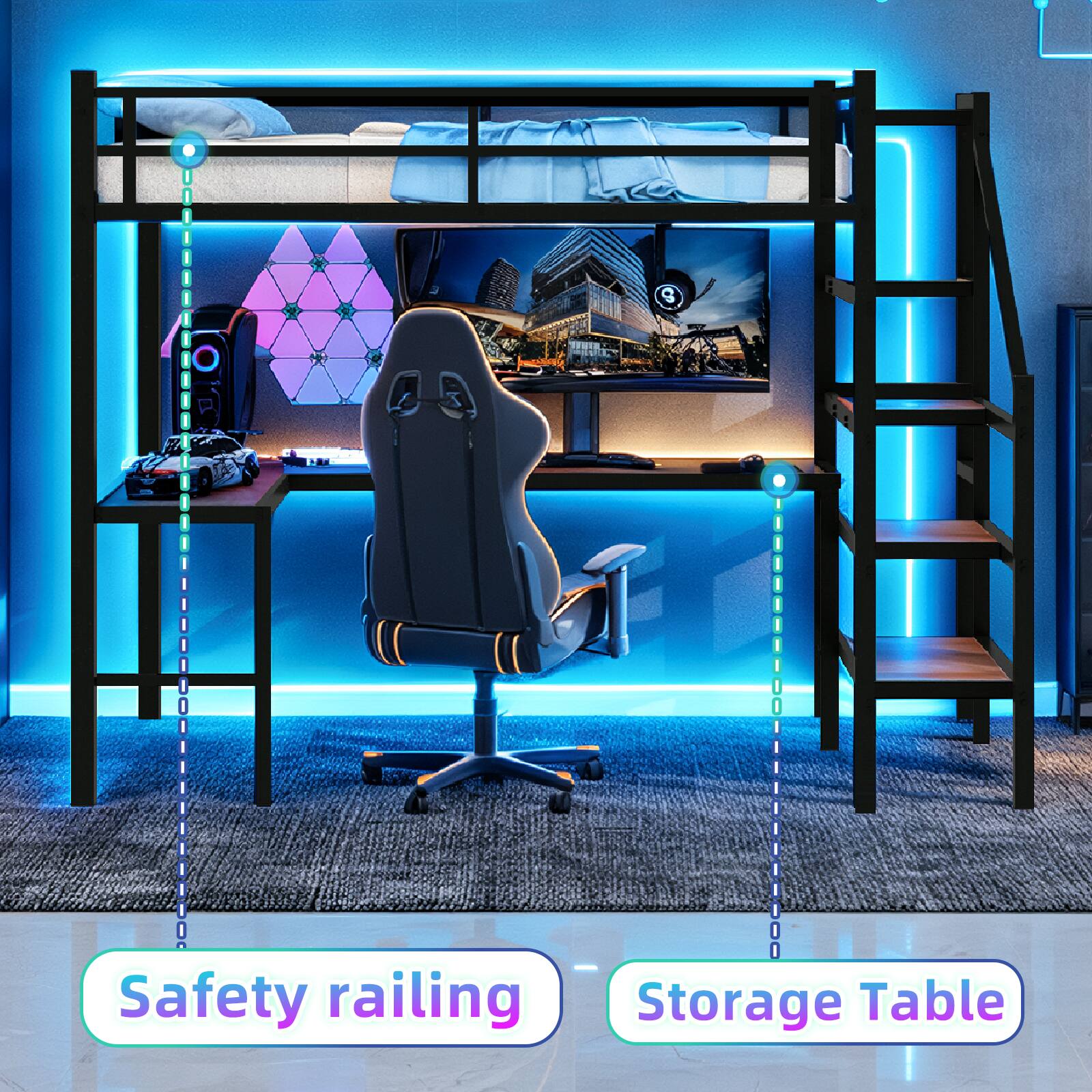 Safety railing  
Storage Table