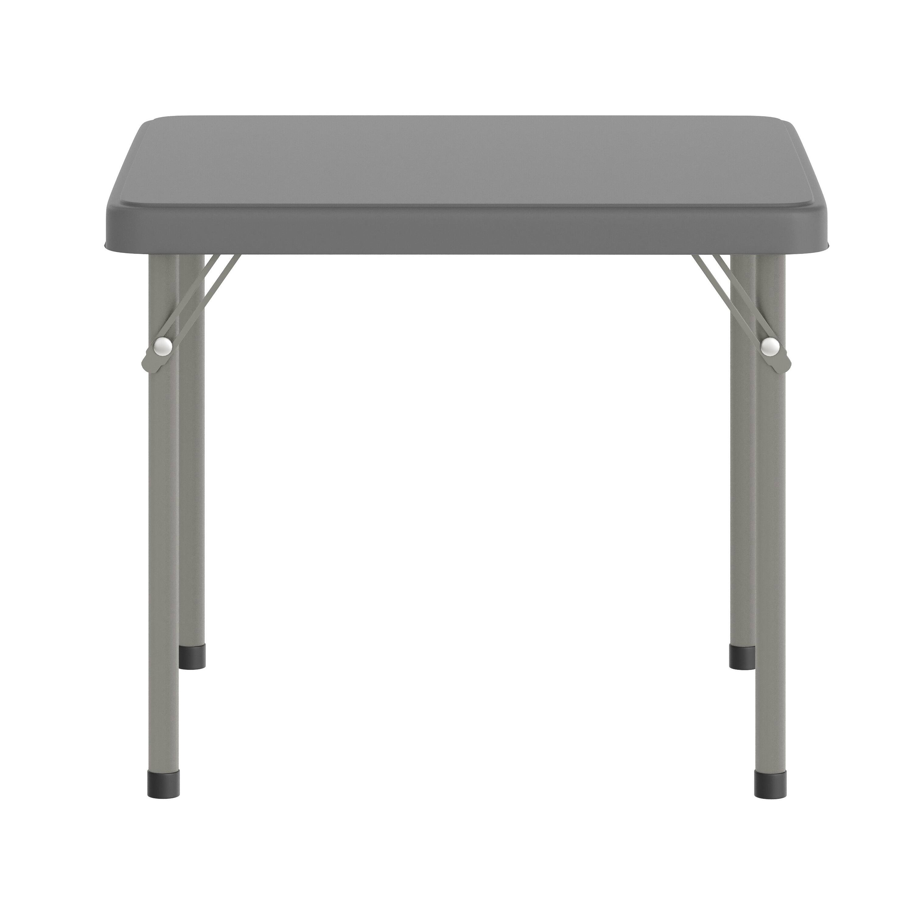 Angle. Flash Furniture - Paige 24x24 Kid's Granite Gray Plastic Folding Table with Locking Legs - Gray.