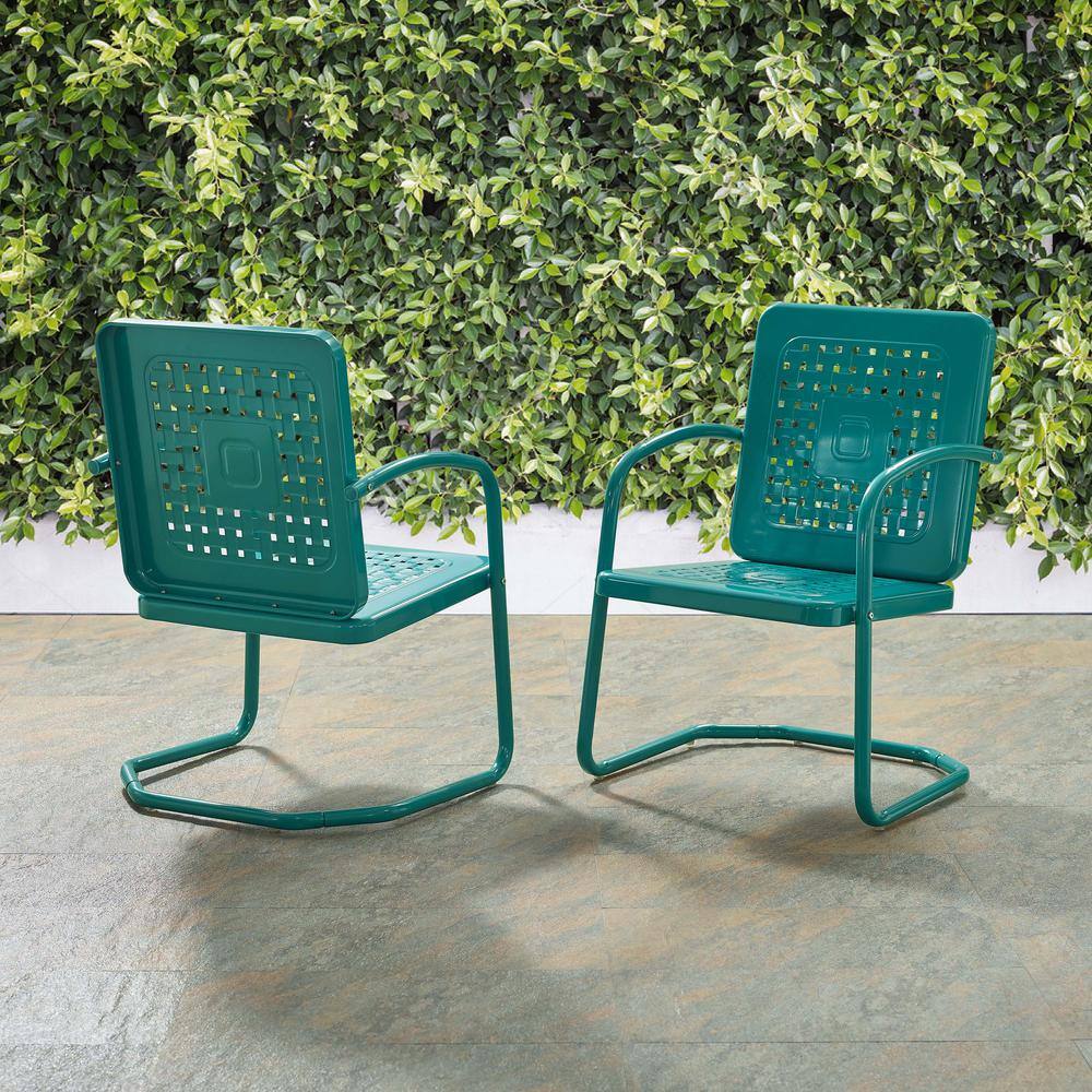 Alt View 7. Crosley Furniture - Bates 2Pc Retro Outdoor Chair Set - 2 Armchairs - Turquoise Gloss.