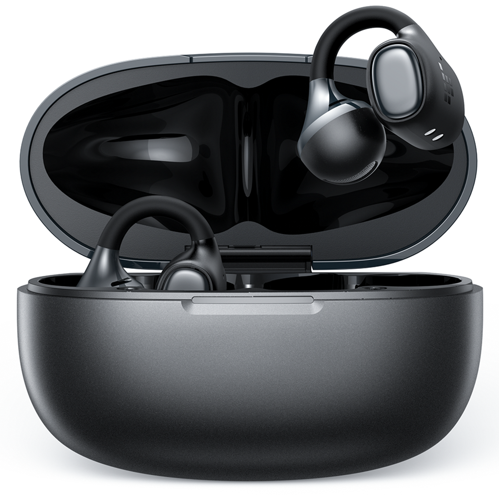 Left. Tronsmart - OpenFly Clip 2 Open Ear Earbuds, Clip-On Headphones for Running Workout, Hi-Res LDAC Audio, Bluetooth 6.0, 32H Playtime - Black.