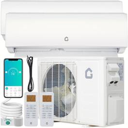 Babevy - 20K BTU Dual 2 Zone Mini Split AC & Heater, 20 SEER2, 12000+12000 BTU, WiFi, 208-230V, Ductless Wall Unit